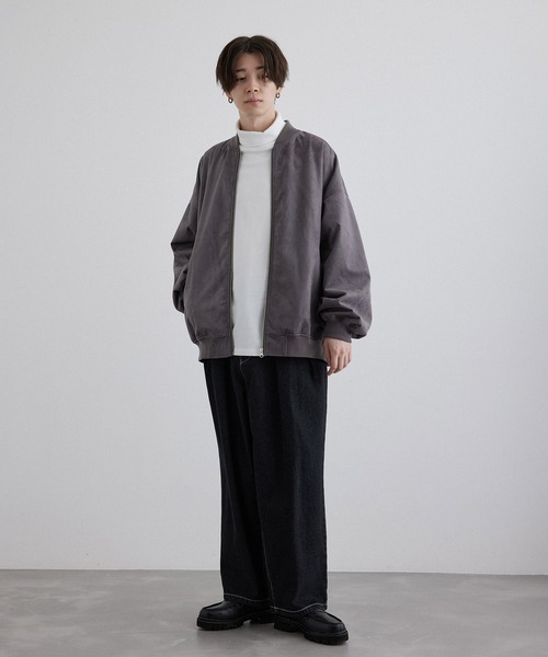 JUNRED（ジュンレッド）の「マシュマロスウェード / PUレザー ルーズMA-1ブルゾン（MA-1・メンズ・ブラック/チャコールグレー・S/M/L）」の18枚目の写真