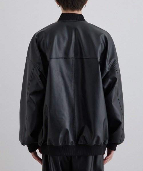 JUNRED（ジュンレッド）の「マシュマロスウェード / PUレザー ルーズMA-1ブルゾン（MA-1・メンズ・ブラック/チャコールグレー・S/M/L）」の10枚目の写真