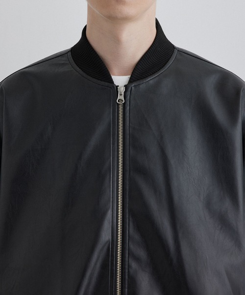 JUNRED（ジュンレッド）の「マシュマロスウェード / PUレザー ルーズMA-1ブルゾン（MA-1・メンズ・ブラック/チャコールグレー・S/M/L）」の11枚目の写真