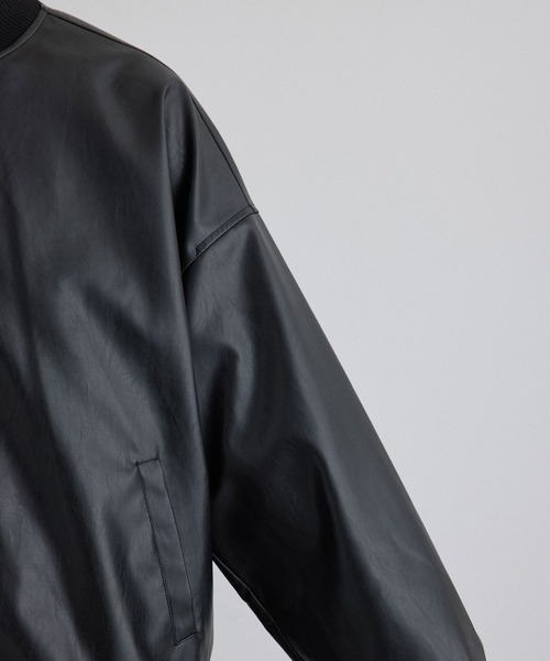 JUNRED（ジュンレッド）の「マシュマロスウェード / PUレザー ルーズMA-1ブルゾン（MA-1・メンズ・ブラック/チャコールグレー・S/M/L）」の12枚目の写真