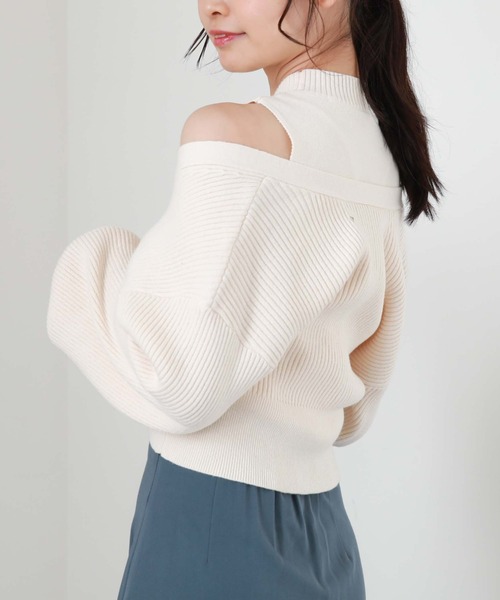 archives（アルシーヴ）の「２ＷＡＹカシュクールプルオーバー＋プチハイノースリニットＳＥＴ（ニット/セーター・レディース・ブラック/アイボリー/オレンジ・MEDIUM）」の2枚目の写真
