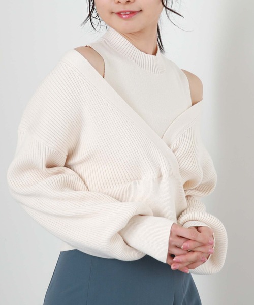 archives（アルシーヴ）の「２ＷＡＹカシュクールプルオーバー＋プチハイノースリニットＳＥＴ（ニット/セーター・レディース・ブラック/アイボリー/オレンジ・MEDIUM）」の13枚目の写真
