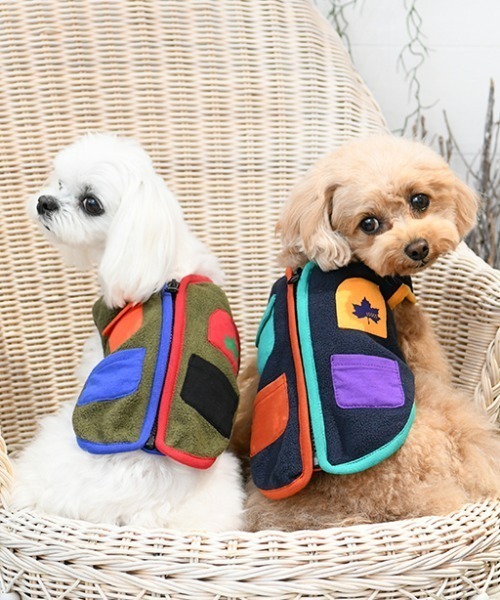 LOGOS（ロゴス）の「LOGOS/カラフルポケットフリースベスト（ペットウェア・メンズ・ネイビー/グリーン・2L/3L/S/M/L/XS）」の3枚目の写真