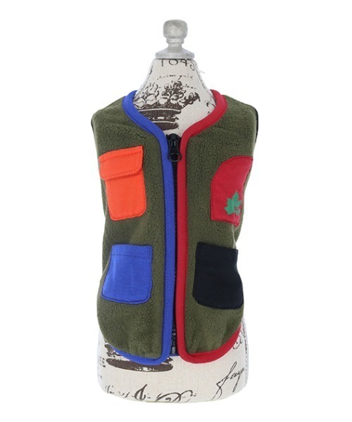 LOGOS（ロゴス）の「LOGOS/カラフルポケットフリースベスト（ペットウェア・メンズ・ネイビー/グリーン・2L/3L/S/M/L/XS）」の4枚目の写真