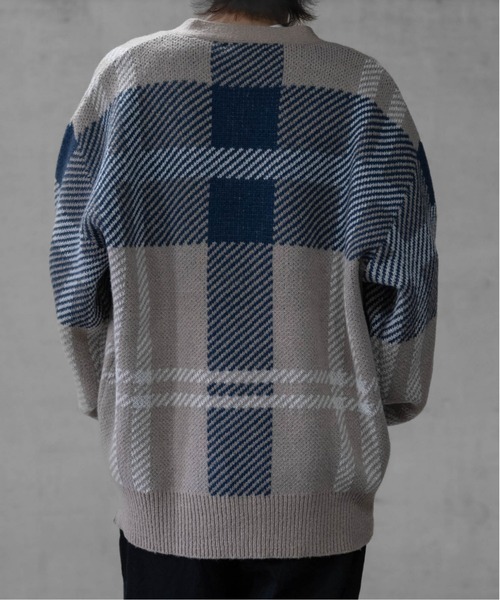 Naive magic(ナイーブマジック)の「【a】ダブルジャガードニット チェック カーディガン(カーディガン/ボレロ・メンズ・グリーン/イエロー/ブラック/ブラック系その他/ベージュ・MEDIUM/LARGE)」の15枚目の写真