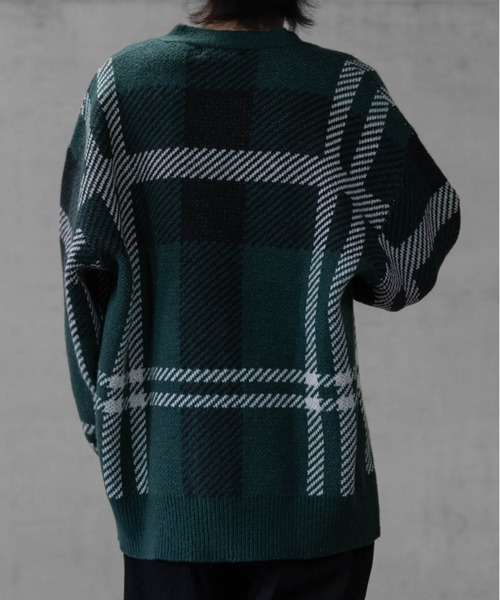 Naive magic(ナイーブマジック)の「【a】ダブルジャガードニット チェック カーディガン(カーディガン/ボレロ・メンズ・グリーン/イエロー/ブラック/ブラック系その他/ベージュ・MEDIUM/LARGE)」の21枚目の写真