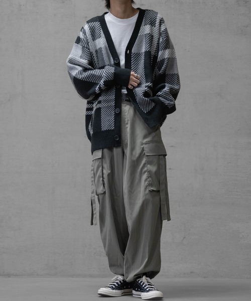 Naive magic(ナイーブマジック)の「【a】ダブルジャガードニット チェック カーディガン(カーディガン/ボレロ・メンズ・グリーン/イエロー/ブラック/ブラック系その他/ベージュ・MEDIUM/LARGE)」の10枚目の写真