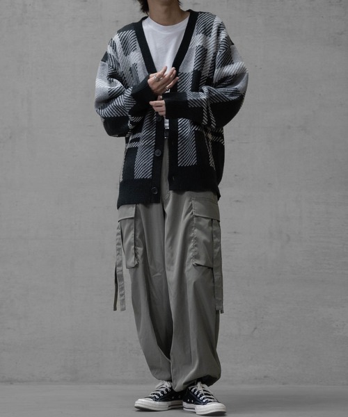 Naive magic(ナイーブマジック)の「【a】ダブルジャガードニット チェック カーディガン(カーディガン/ボレロ・メンズ・グリーン/イエロー/ブラック/ブラック系その他/ベージュ・MEDIUM/LARGE)」の11枚目の写真