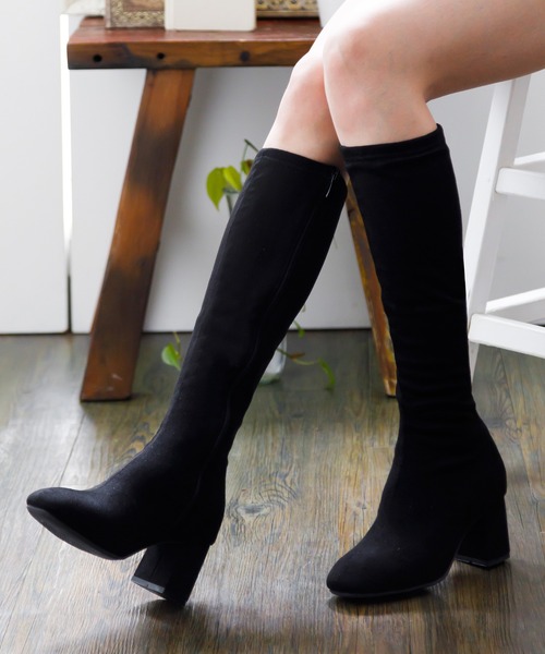 attagirl(アタガール)の「スクエアトゥロングブーツ(ブーツ・レディース・ブラック/アイボリー/ブラック系その他・LL/3L/S/M/L)」の3枚目の写真