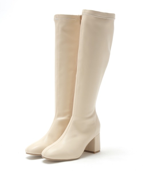 attagirl(アタガール)の「スクエアトゥロングブーツ(ブーツ・レディース・ブラック/アイボリー/ブラック系その他・LL/3L/S/M/L)」の4枚目の写真