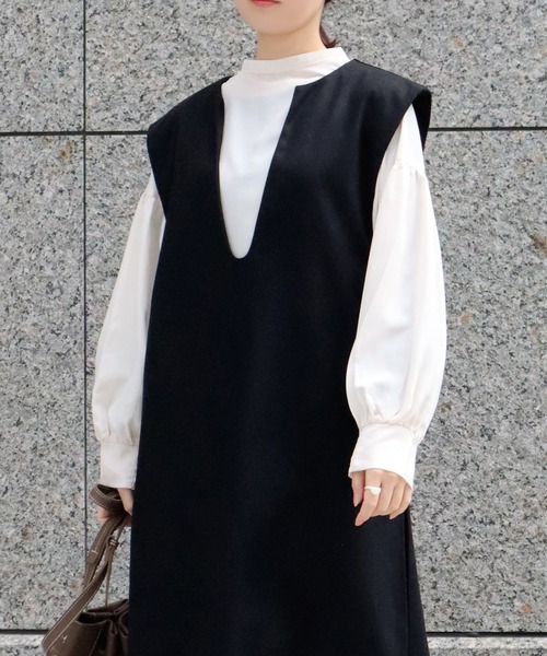 セール】前後2wayマトンスリーブジョーゼットブラウス（シャツ