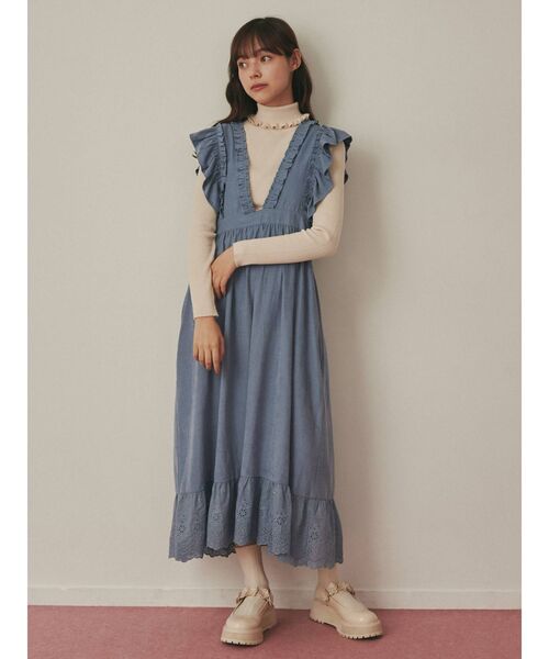 merry jenny（メリージェニー）の「ピーチフリルワンピース（ワンピース・レディース・ブラック/ピンク/ブルー・FREE）」の4枚目の写真