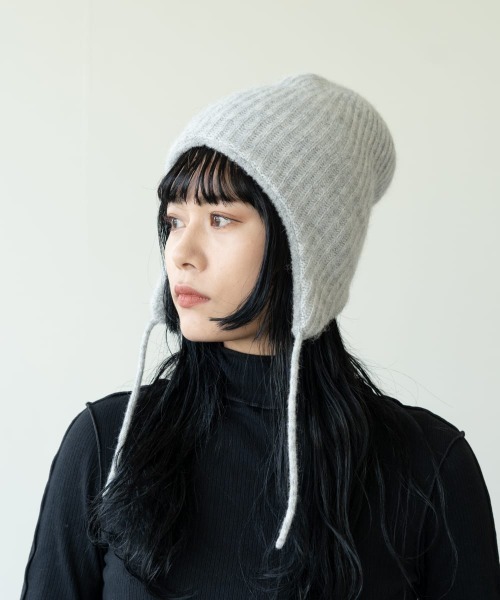 OVERRIDE(オーバーライド)の「OVERRIDE EARFLAP BEANIE ALPACA BLEND(ニットキャップ/ビーニー・メンズ・グレー/ミント/パープル/ブラック・57~59cm)」の3枚目の写真