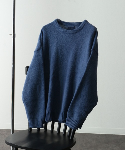 Art re A select（アトリエセレクト）の「MOHAIRLIKE OVERSIZED COLORKNIT/５ゲージ ソフトタッチ モヘアライク カラーニット ビッグセーター/プルオーバー オーバーサイズ（ニット/セーター・メンズ・ダークグリーン/ライトグリーン/バーガンディー/ライトブルー/イエロー/ダークブルー/ブラック/グレイッシュベージュ・L/M）」の7枚目の写真
