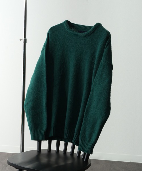 Art re A select（アトリエセレクト）の「MOHAIRLIKE OVERSIZED COLORKNIT/５ゲージ ソフトタッチ モヘアライク カラーニット ビッグセーター/プルオーバー オーバーサイズ（ニット/セーター・メンズ・ダークグリーン/ライトグリーン/バーガンディー/ライトブルー/イエロー/ダークブルー/ブラック/グレイッシュベージュ・L/M）」の4枚目の写真