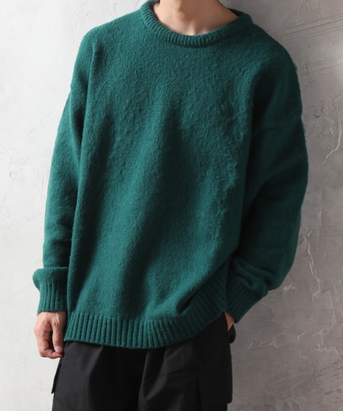 Art re A select（アトリエセレクト）の「MOHAIRLIKE OVERSIZED COLORKNIT/５ゲージ ソフトタッチ モヘアライク カラーニット ビッグセーター/プルオーバー オーバーサイズ（ニット/セーター・メンズ・ダークグリーン/ライトグリーン/バーガンディー/ライトブルー/イエロー/ダークブルー/ブラック/グレイッシュベージュ・L/M）」の18枚目の写真