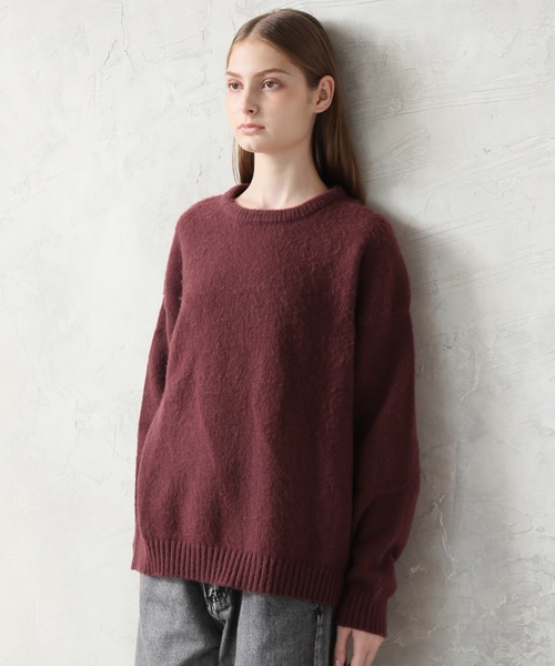 Art re A select（アトリエセレクト）の「MOHAIRLIKE OVERSIZED COLORKNIT/５ゲージ ソフトタッチ モヘアライク カラーニット ビッグセーター/プルオーバー オーバーサイズ（ニット/セーター・メンズ・ダークグリーン/ライトグリーン/バーガンディー/ライトブルー/イエロー/ダークブルー/ブラック/グレイッシュベージュ・L/M）」の22枚目の写真