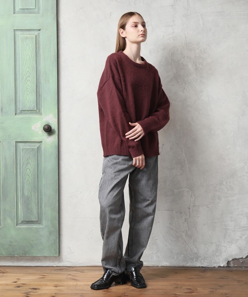 Art re A select（アトリエセレクト）の「MOHAIRLIKE OVERSIZED COLORKNIT/５ゲージ ソフトタッチ モヘアライク カラーニット ビッグセーター/プルオーバー オーバーサイズ（ニット/セーター・メンズ・ダークグリーン/ライトグリーン/バーガンディー/ライトブルー/イエロー/ダークブルー/ブラック/グレイッシュベージュ・L/M）」の13枚目の写真