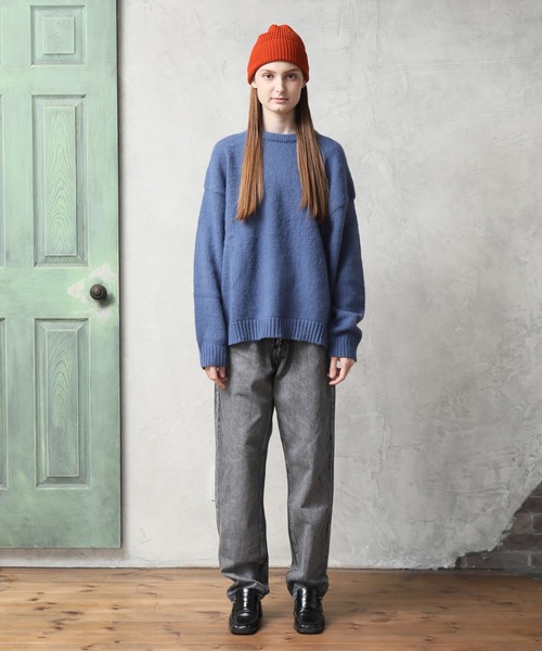 Art re A select（アトリエセレクト）の「MOHAIRLIKE OVERSIZED COLORKNIT/５ゲージ ソフトタッチ モヘアライク カラーニット ビッグセーター/プルオーバー オーバーサイズ（ニット/セーター・メンズ・ダークグリーン/ライトグリーン/バーガンディー/ライトブルー/イエロー/ダークブルー/ブラック/グレイッシュベージュ・L/M）」の12枚目の写真