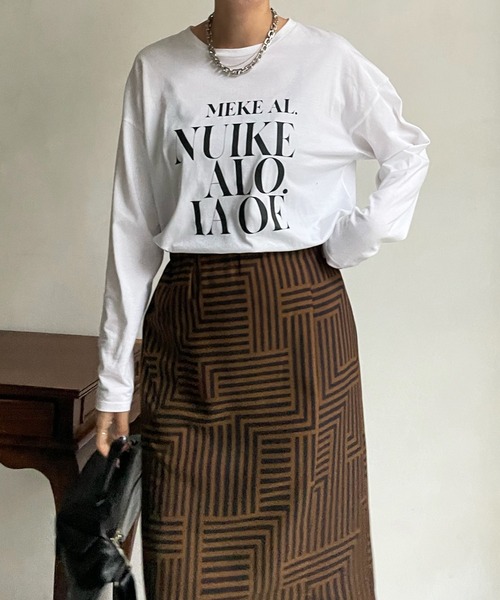 DouDou（ドゥドゥ）の「ロゴTEE（Tシャツ/カットソー・レディース・ホワイト/グレー/グリーン/チャコールグレー/グレイッシュベージュ・FREE）」の11枚目の写真