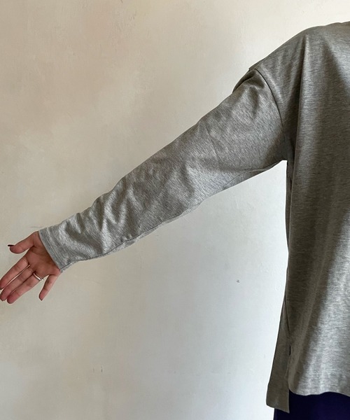 DouDou（ドゥドゥ）の「ロゴTEE（Tシャツ/カットソー・レディース・ホワイト/グレー/グリーン/チャコールグレー/グレイッシュベージュ・FREE）」の10枚目の写真