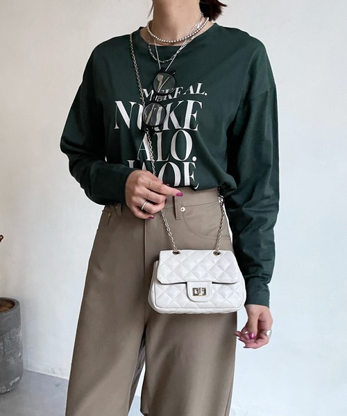 DouDou（ドゥドゥ）の「ロゴTEE（Tシャツ/カットソー・レディース・ホワイト/グレー/グリーン/チャコールグレー/グレイッシュベージュ・FREE）」の9枚目の写真