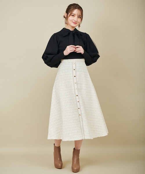 31 Sons de mode（トランテアン　ソン　ドゥ　モード）の「パフスリーブボウタイニット（ニット/セーター・レディース・オフホワイト/ブラック/ピンク・36）」の22枚目の写真