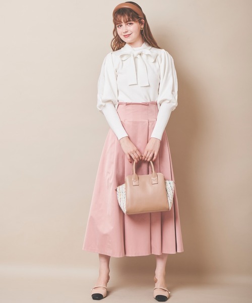 31 Sons de mode（トランテアン　ソン　ドゥ　モード）の「パフスリーブボウタイニット（ニット/セーター・レディース・オフホワイト/ブラック/ピンク・36）」の16枚目の写真