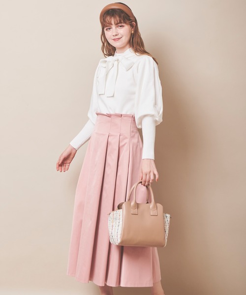 31 Sons de mode（トランテアン　ソン　ドゥ　モード）の「パフスリーブボウタイニット（ニット/セーター・レディース・オフホワイト/ブラック/ピンク・36）」の13枚目の写真