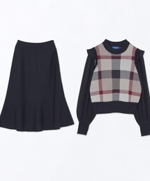ブルーレーベルクレストブリッジ ニット×スカート セット 美人百花コラボ】クレストブリッジチェックチュールニット