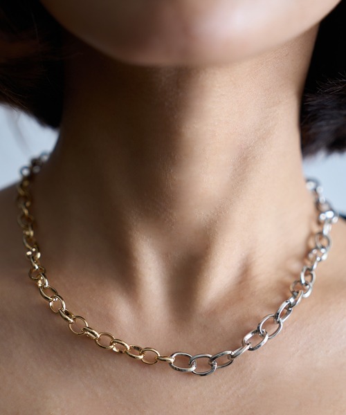 SETUP7（セットアップセブン）の「【SETUP7】バイカラーショートネックレス ※ INF（ネックレス・レディース・ゴールド系1・FREE）」の3枚目の写真