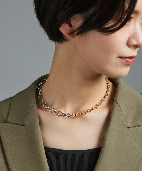 SETUP7（セットアップセブン）の「【SETUP7】バイカラーショートネックレス ※ INF（ネックレス・レディース・ゴールド系1・FREE）」の10枚目の写真