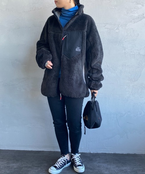 CHUMS（チャムス）の「[CHUMS/チャムス] ボンディングフリース スタンドネックボアジャケット（その他アウター・レディース・ブラック/グレー/ベージュ・M/L/XL）」の4枚目の写真