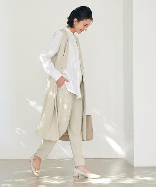 【美品】 グリーンレーベルリラクシング スーツ パンツ スカート 3点 洗濯OK 洗濯可能]◇D TR タック ベルト パンツ （スラックス・ドレス