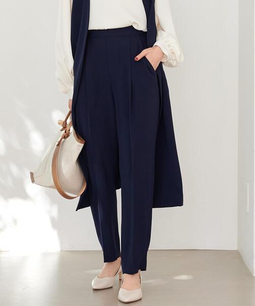 green label relaxing（グリーンレーベルリラクシング）の「［size SHORTあり］スフレット テーパード パンツ ◇No03◇（スラックス・レディース・ライトグレー/クリーム/ネイビー・SHORT/34/36/38/40/42/44/46）」の3枚目の写真