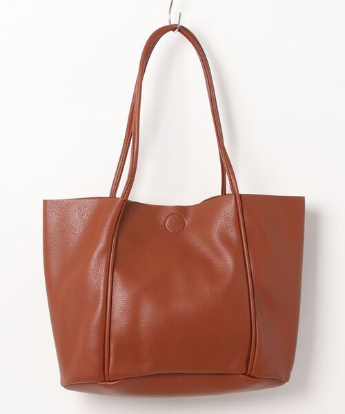 Fun & Daily（ファンアンドデイリー）の「F&D : ワイドPUトートバッグ（トートバッグ・レディース・ブラウン/ピンク/グリーン/アイボリー/ブラック・FREE）」の10枚目の写真