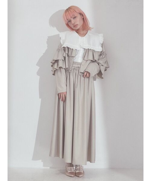 merry jenny（メリージェニー）の「Vネックスクエアカラーフリルブラウス（シャツ/ブラウス・レディース・チャコールグレー/オフホワイト/ブルー・FREE）」の4枚目の写真