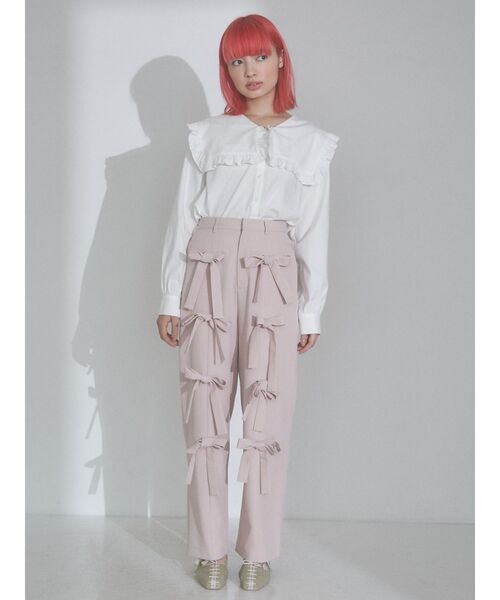 merry jenny（メリージェニー）の「Vネックスクエアカラーフリルブラウス（シャツ/ブラウス・レディース・チャコールグレー/オフホワイト/ブルー・FREE）」の5枚目の写真