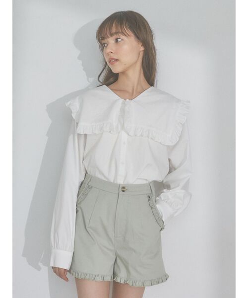 merry jenny（メリージェニー）の「Vネックスクエアカラーフリルブラウス（シャツ/ブラウス・レディース・チャコールグレー/オフホワイト/ブルー・FREE）」の22枚目の写真