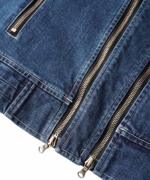 SHAREEF（シャリーフ）の「DOUBLE ZIP DENIM RIDERS（デニムジャケット・メンズ・ブラック系その他/インディゴブルー/ケミカルウォッシュ・2/1/3）」の9枚目の写真