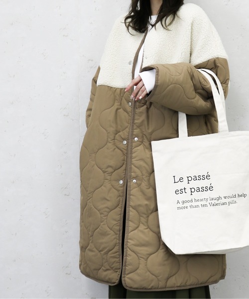 Per sist ence（パーシエンス）の「Per sist ence/パーシエンス　ボア切り替えキルトコート（ノーカラーコート・レディース・アイボリー/オリーブ/モカ/ブラック・FREE）」の8枚目の写真