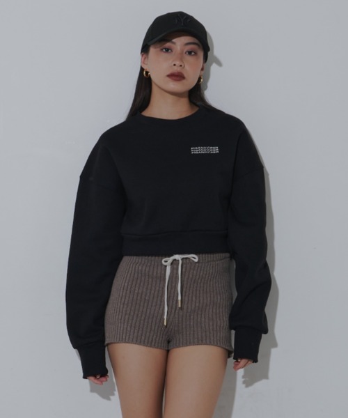 FIG&VIPER（フィグアンドバイパー）の「ショート丈裏起毛スウェットトレーナー（スウェット・レディース・ブラック/ホワイト/ダークブルー・FREE）」の4枚目の写真