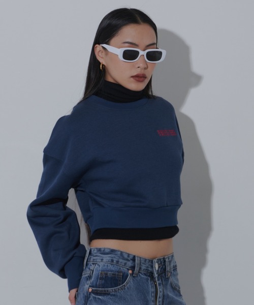 FIG&VIPER（フィグアンドバイパー）の「ショート丈裏起毛スウェットトレーナー（スウェット・レディース・ブラック/ホワイト/ダークブルー・FREE）」の22枚目の写真