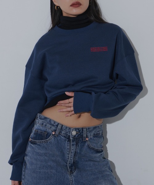 FIG&VIPER（フィグアンドバイパー）の「ショート丈裏起毛スウェットトレーナー（スウェット・レディース・ブラック/ホワイト/ダークブルー・FREE）」の10枚目の写真