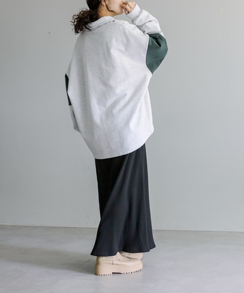 mystic（ミスティック）の「配色ハーフZIPスウェット（スウェット・レディース・グレー/グリーン/アイボリー/ダークグレー・FREE）」の22枚目の写真
