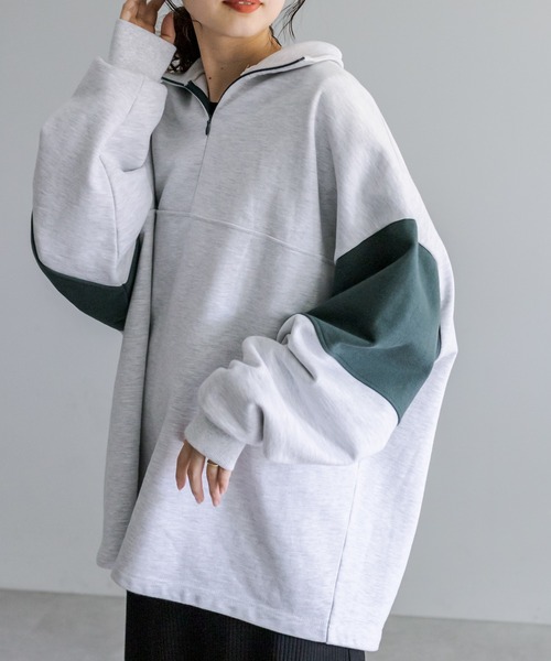 mystic（ミスティック）の「配色ハーフZIPスウェット（スウェット・レディース・グレー/グリーン/アイボリー/ダークグレー・FREE）」の19枚目の写真