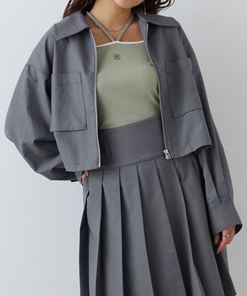 179/WG（イチナナキュウダブルジー）の「フラットカラー ショートジャケット（その他アウター・レディース・ベージュ/グレー/ブラック・MEDIUM）」の3枚目の写真