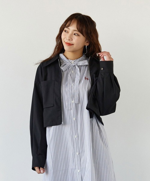 179/WG（イチナナキュウダブルジー）の「フラットカラー ショートジャケット（その他アウター・レディース・ベージュ/グレー/ブラック・MEDIUM）」の2枚目の写真