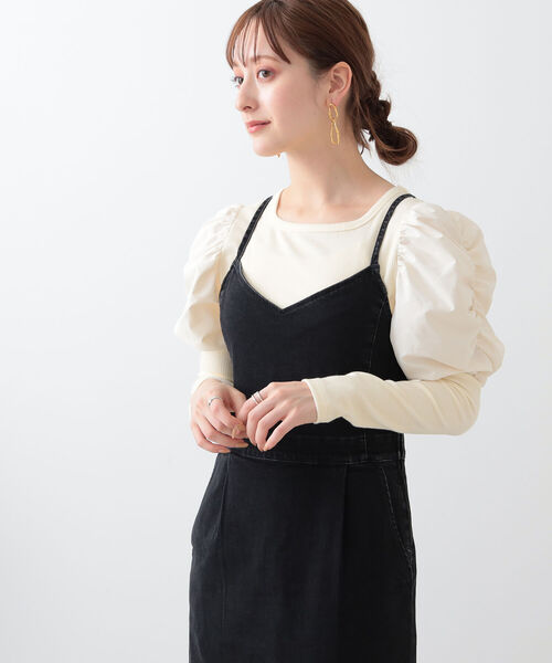 Ray BEAMS（レイビームス）の「Ray BEAMS / リブ ギャザー スリーブ スクエア ネック（Tシャツ/カットソー・レディース・オフホワイト/ブラック/グリーン系その他2・ONE SIZE）」の12枚目の写真