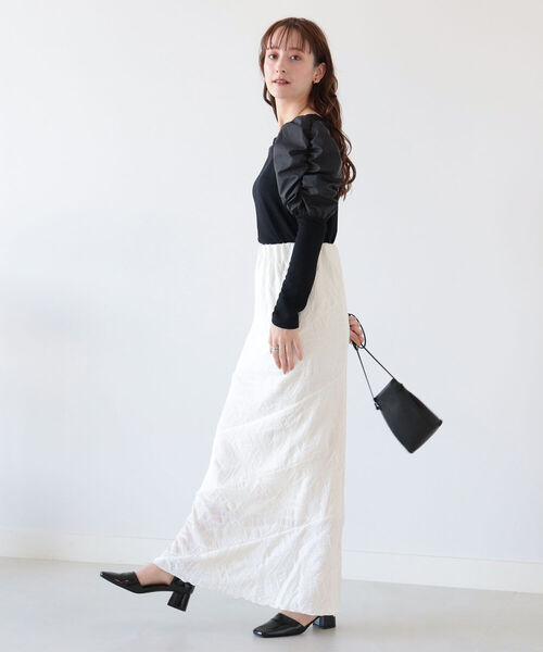 Ray BEAMS（レイビームス）の「Ray BEAMS / リブ ギャザー スリーブ スクエア ネック（Tシャツ/カットソー・レディース・オフホワイト/ブラック/グリーン系その他2・ONE SIZE）」の17枚目の写真